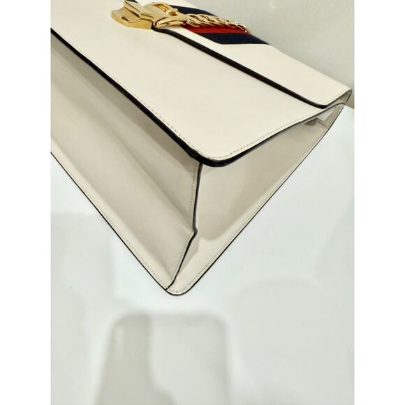 Gucci Large Sylvie 1969 Leather Handbag with Removable Strap White - Picture 8 of 15
